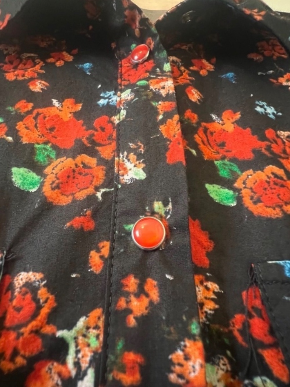 ICHI Kalo Floral Puff Sleeve Cotton Mini Shirt Dress NWT Sz 36 / US Small - Picture 4 of 8
